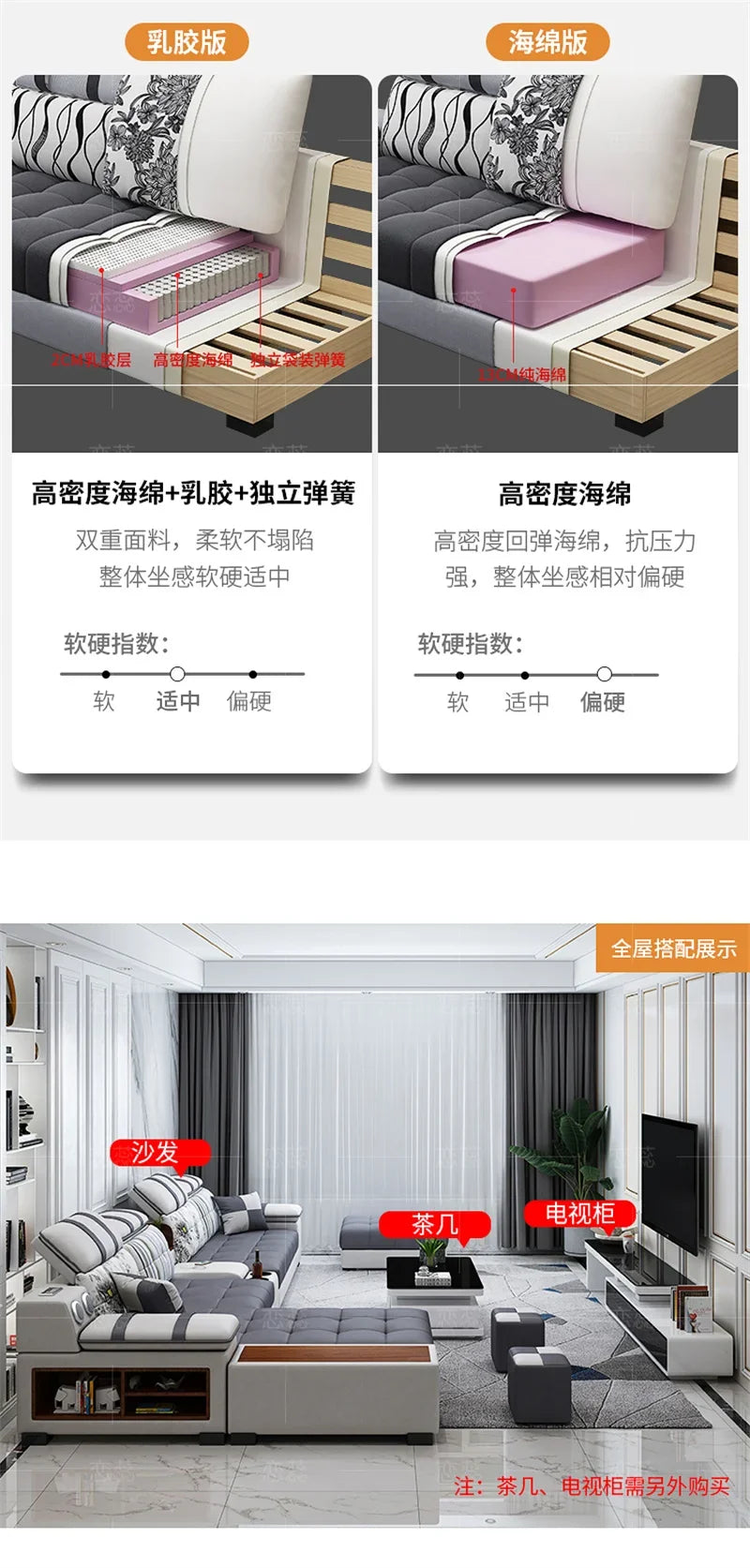 Luxury Technology Cloth Sofa Living Room Furniture Modern Cloakroom Bedroom Sofa Combination Nordic Apartment Sofa Set