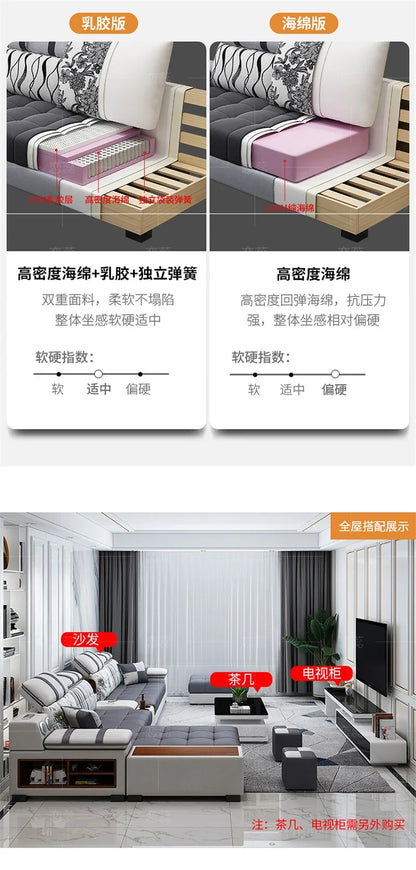 Luxury Technology Cloth Sofa Living Room Furniture Modern Cloakroom Bedroom Sofa Combination Nordic Apartment Sofa Set