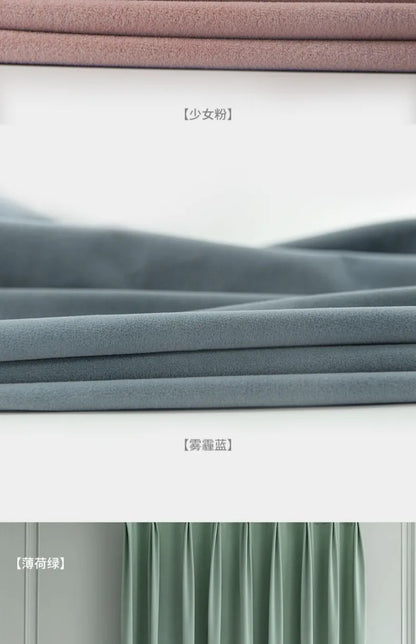 Luxury Nordic Minimalist Blackout Velvet Curtains for Bedroom Living Room Orange Home Decor Custom Tulle and Valance