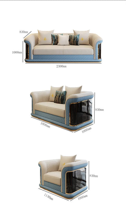 Italian style, light luxury leather, sofa, model room, living room, furniture