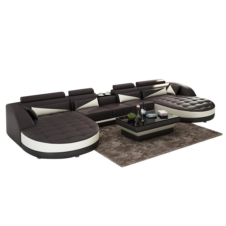 Luxury  Leather Sofa Villa Modern Living Room Couch Set