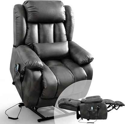 Recliner Chair for Adults, Dual Motor Power Lift Chair, Infinite Position, Lay Flat Lift, Massage and Heating, Exten