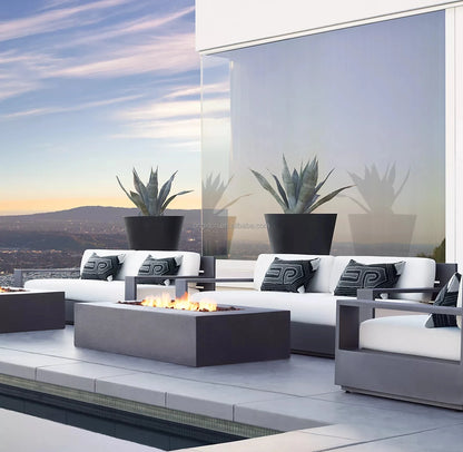 Patio Sectional Conversation Set Outdoor Lounge Set Luxury Furniture Corner All Weather Couch Aluminum Frame Garden Sofa
