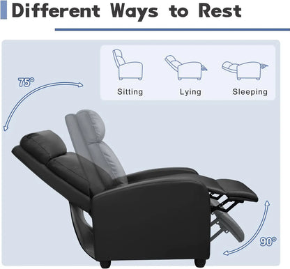 Adjustable Massage Recliner Chair with Footrest, PU Leather Sofa for Living Room Home Theater