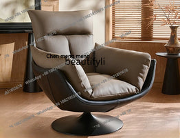 Single sofa chair rotatable living room balcony designer antique leather leisure lazy sofa H