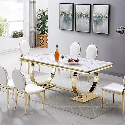 Dining Room Table Set for 4 Dining Table Set with Tempered Glass Table Top and 4 Faux Leather Chairs for Small Spaces Kitchen