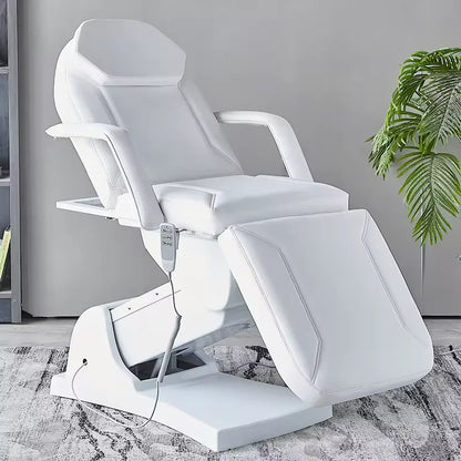 Multifunctional Electric Vertical Therapy Bed Ivory White PU Leather 3 Motors Electric Beauty Tattoo Massage Bed