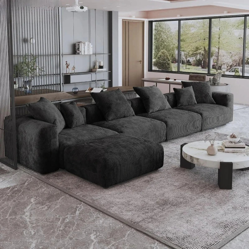 181" Oversized Compressed Sofa Boneless Couch Modular Sofas for Living Room Huge 4-Seats Sectional Couches with Chaise