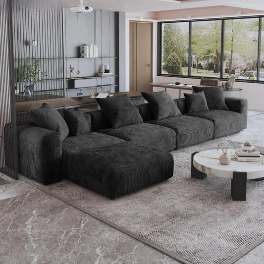 181" Oversized Compressed Sofa Boneless Couch Modular Sofas for Living Room Huge 4-Seats Sectional Couches with Chaise