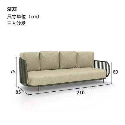 Outdoor sofa combination outdoor courtyard open-air villa living room hotel famous club rattan sofa