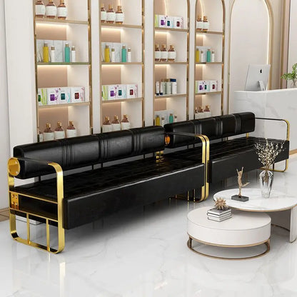 Famous Hair Salon Area Bench Hair Salon Waiting Light Luxury Stainless Steel Bar Sofa