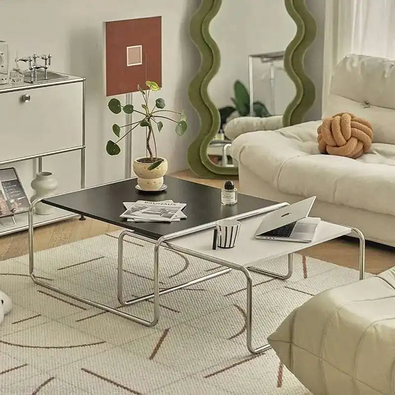 Bauhaus Stainless Steel Medieval Personality Black and White Rectangular Side Several Combination Home Living Room Coffee Table