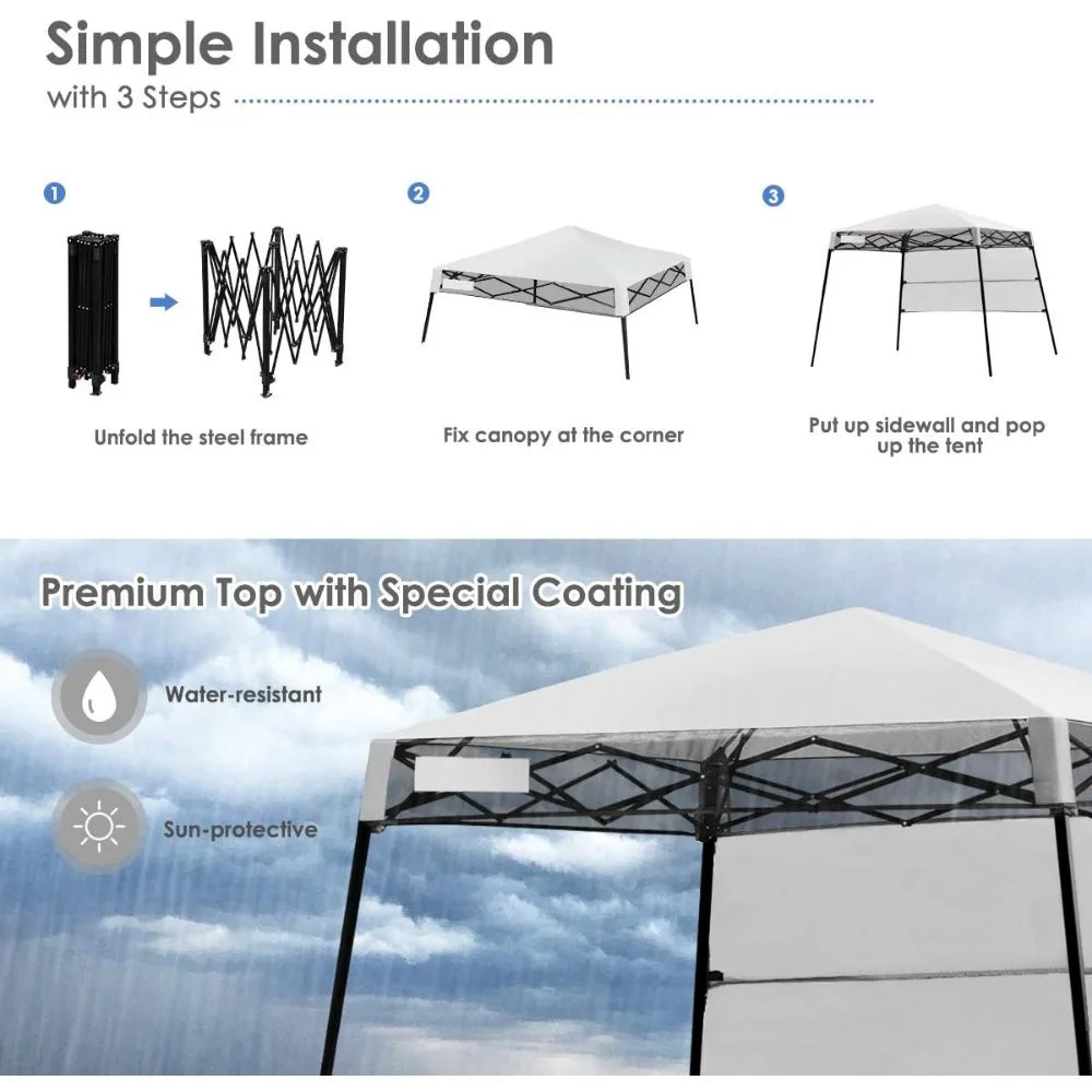 Portable 7x7 Ft Outdoor Pop Up Canopy Tent with Carry Bag, 4 Stakes, Ideal for Hiking and Camping Adventures