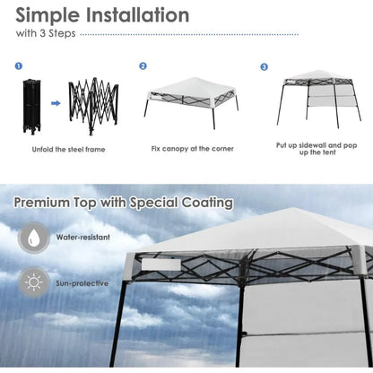 Portable 7x7 Ft Outdoor Pop Up Canopy Tent with Carry Bag, 4 Stakes, Ideal for Hiking and Camping Adventures