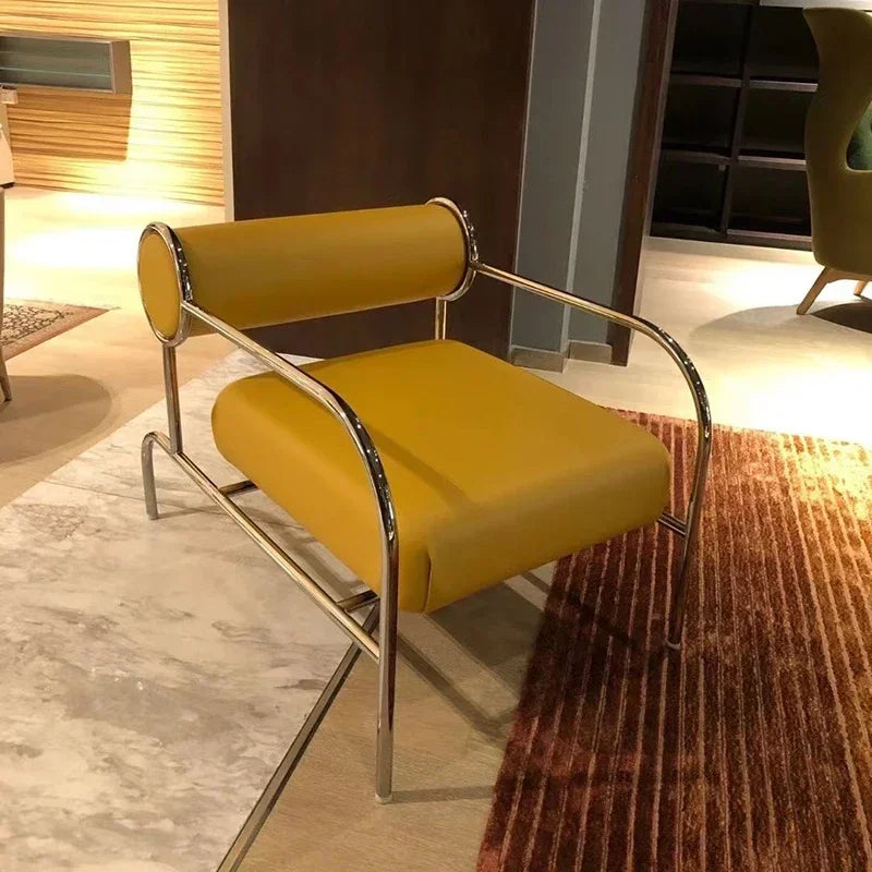 Stainless Steel Single Sofa Recliner Italian Living Room Furniture Home Leisure Back Armchair Designer Fabric Living Room Chairs