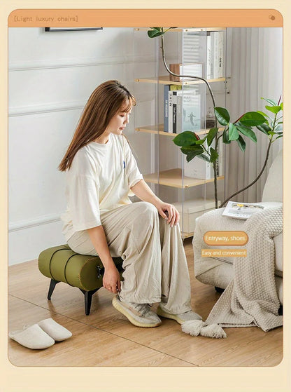 A square leather stool, living room stool, sofa footstool, home decoration, light luxury American, Italian, home decoration
