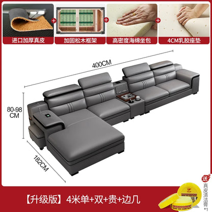 Genuine Leather Modern Sofas Luxury Classic Bedrooms Cinema Sofas Comfortable Straight Muebles Para El Hogar Home Accessories