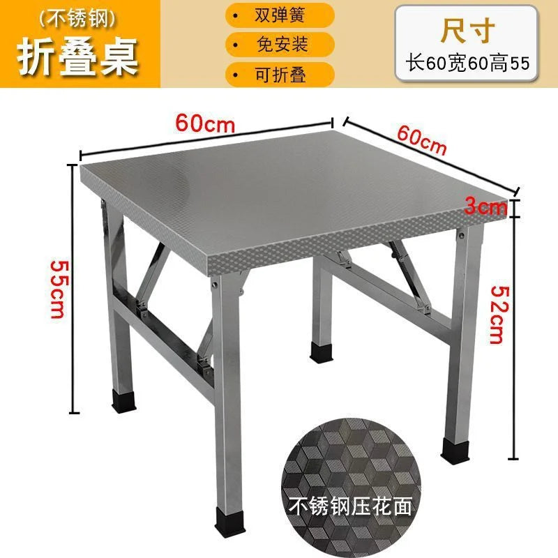 Square Folding Utility Table Home Restaurant Stainless Steel Dinner Tables Outdoor Indoor Portable Foldable Wedding Dining Table