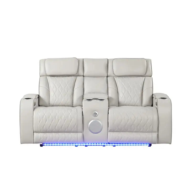 3-Piece Beige Recliner Living Room Set with Massage & Wood Frame