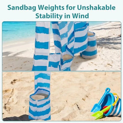 Beach Cabana 6 x 6 ft UPF 50+ Sun Protection Detachable Waterproof Side Wall 4 Corner Pockets Cool Cabana Beach Tent 4.2 kg Com