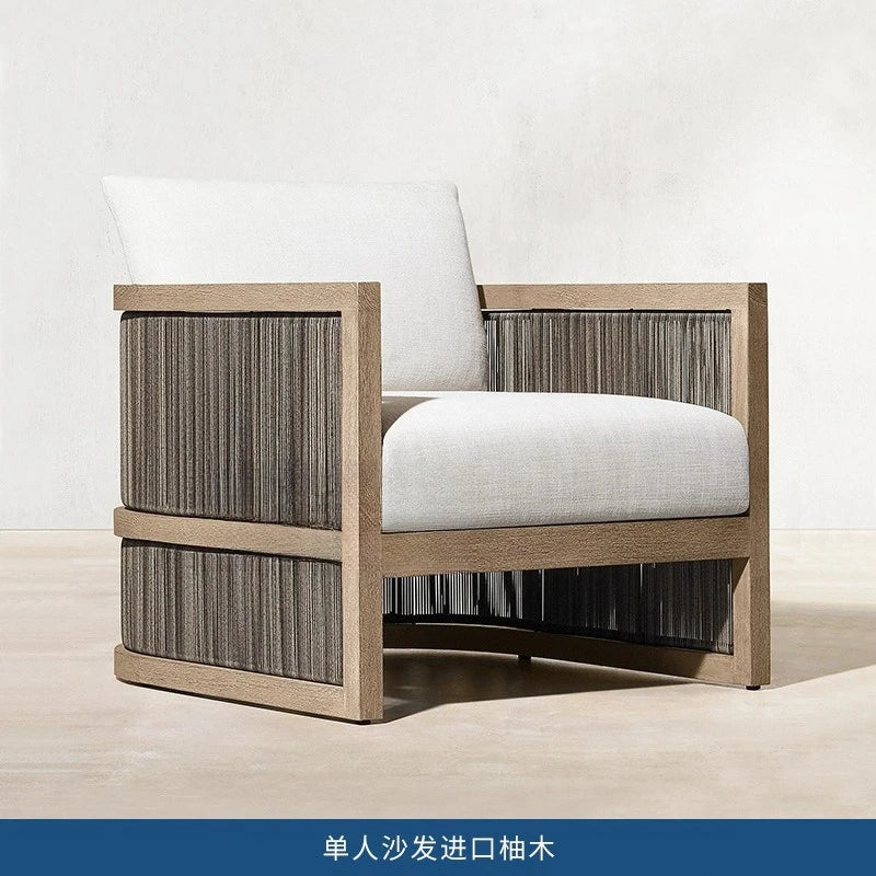 Outdoor villa courtyard sofa high-end teak sofa furniture combination hotel homestay waterproof