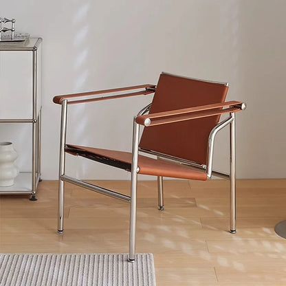 Nordic Modern Medieval Style Stainless Steel Tube Leisure Lounge Chair Designer Furniture Hotel Home Matching Coffee Shop Chair
