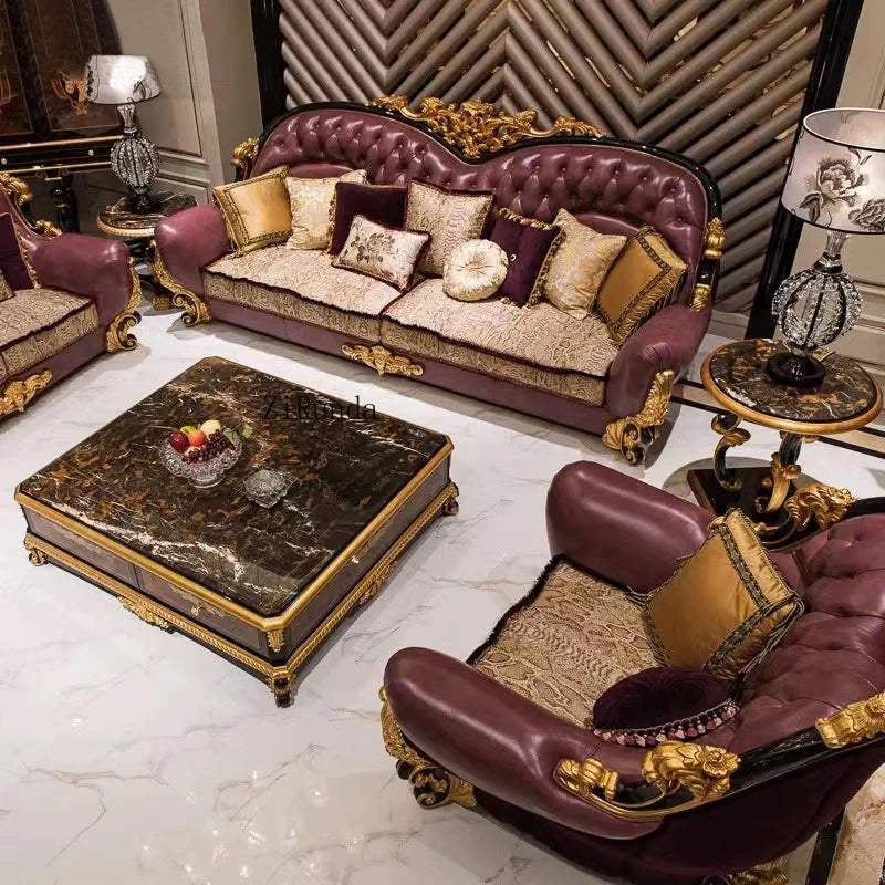 Antique classical center table square living room furniture marble luxury coffee table