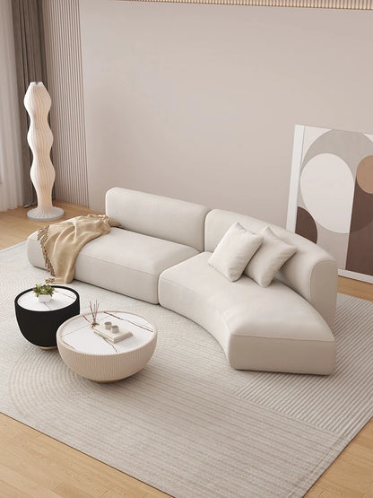 Simple cream style semicircular curved sofa Nordic modern small apartment living room