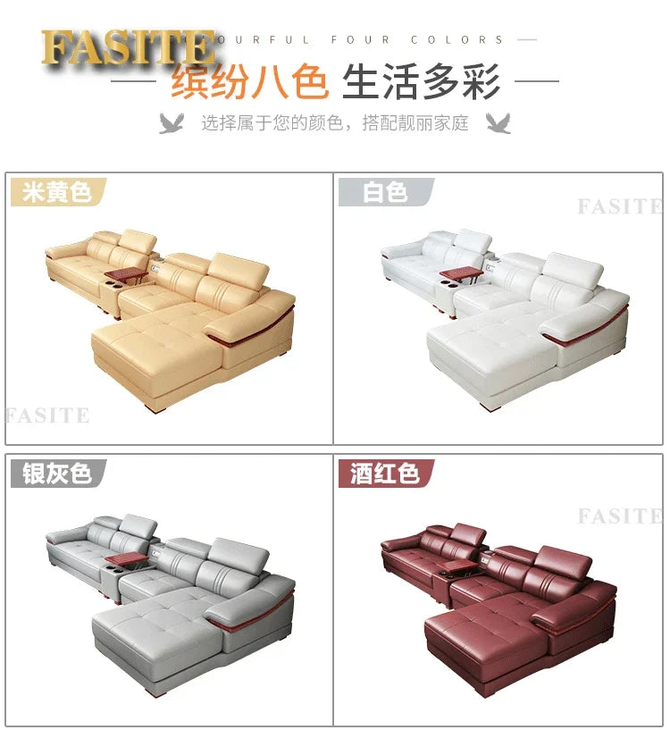 Genuine leather sofa head layer cowhide small unit,simple and modern functional, fashionable leather sofa combination decoration
