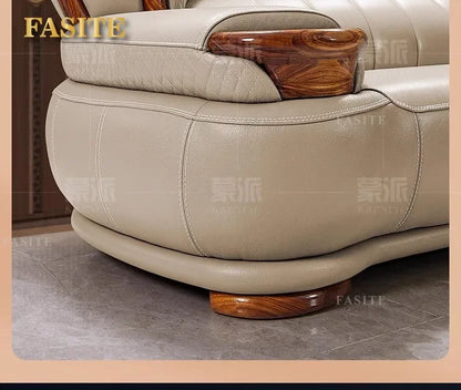 New Chinese ebony leather modern high-end living room home sofa furniture