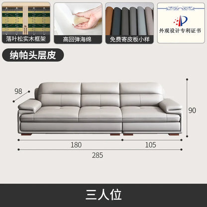 Leather sofa first layer cowhide modern simple size apartment living room left and right concubine leather sofa combination
