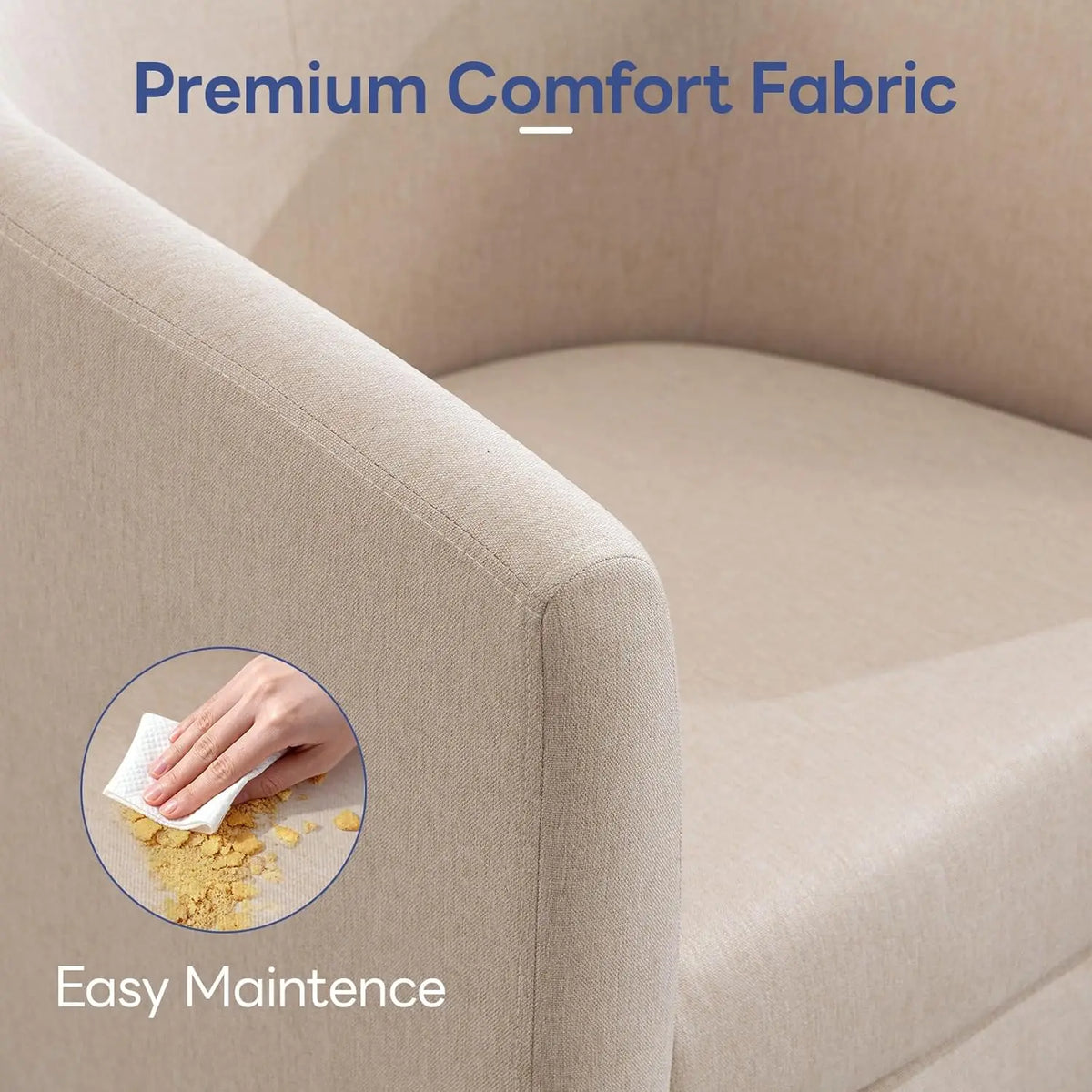 Accent Barrel Chair, Modern Comfy Living Room Chairs with Armrest Small Reading Chair with Cozy Soft Padded for Bedroom Receptio