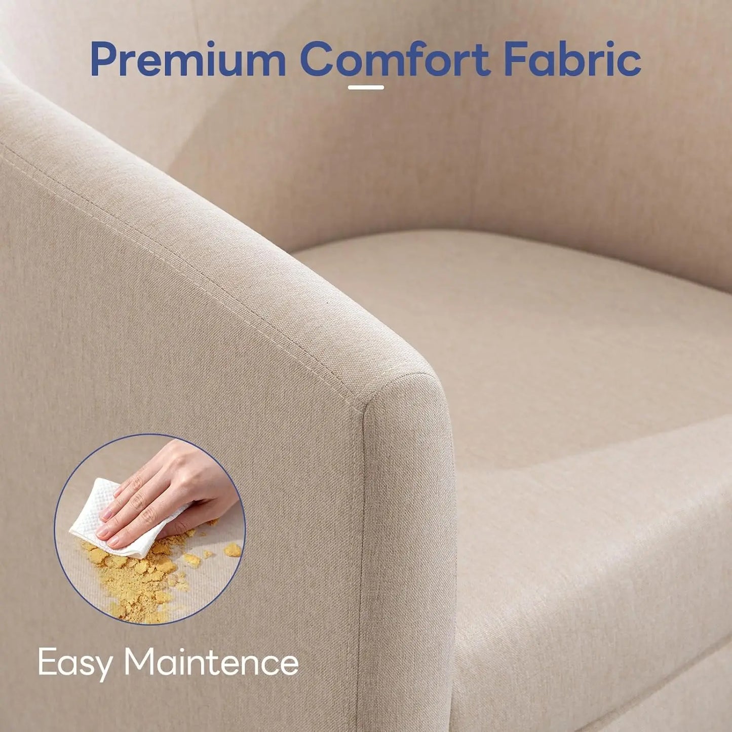 Accent Barrel Chair, Modern Comfy Living Room Chairs with Armrest Small Reading Chair with Cozy Soft Padded for Bedroom Receptio