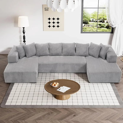 Modular Sectional Sofa In Corduroy With Memory Foam For Living Room, Modern Deep Seating Living Room Sofas Modern Apartment