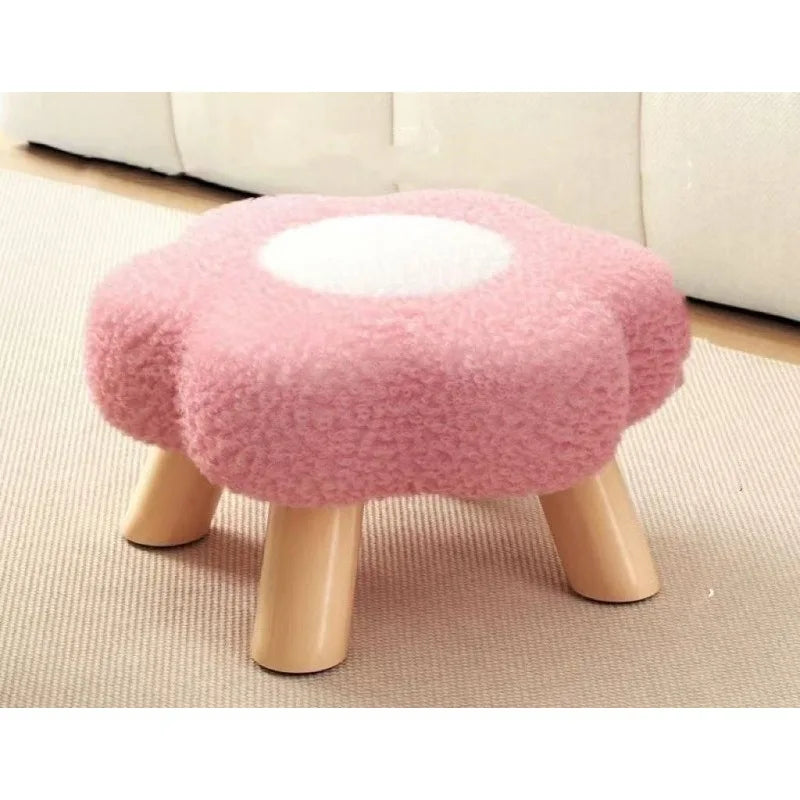 Small stool, household low stool, sofa stool, soft bag stool, living room coffee table stool, solid wood children's stool