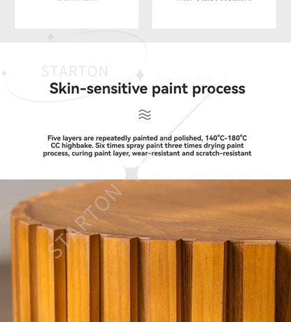 Modern Wooden Coffee Table Round Black with Solid Wood Veneered, Circle Center Table Accent Tea Table for Living Room Apartment