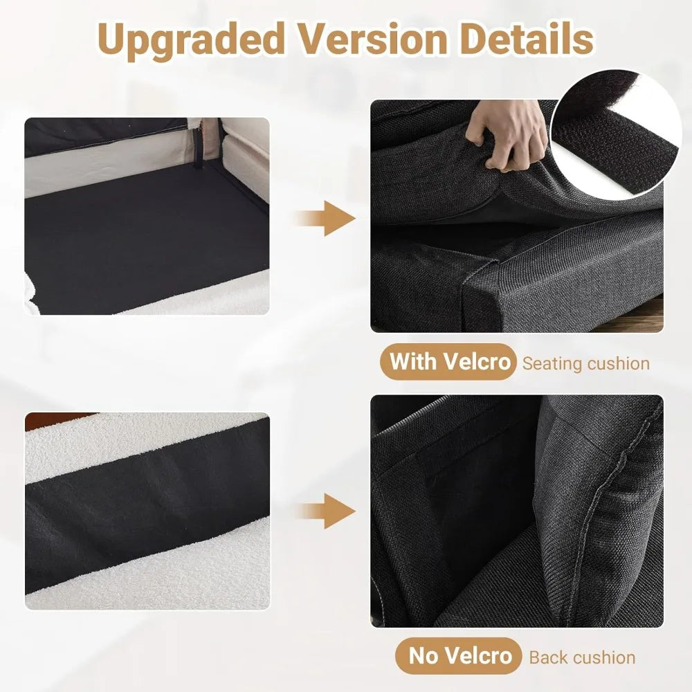 121 Inch Cloud Couch Comfortable Modular Sectional Sofa For Living Room Modern Linen 3-seat Convertible Loveseat Sofa Apartment