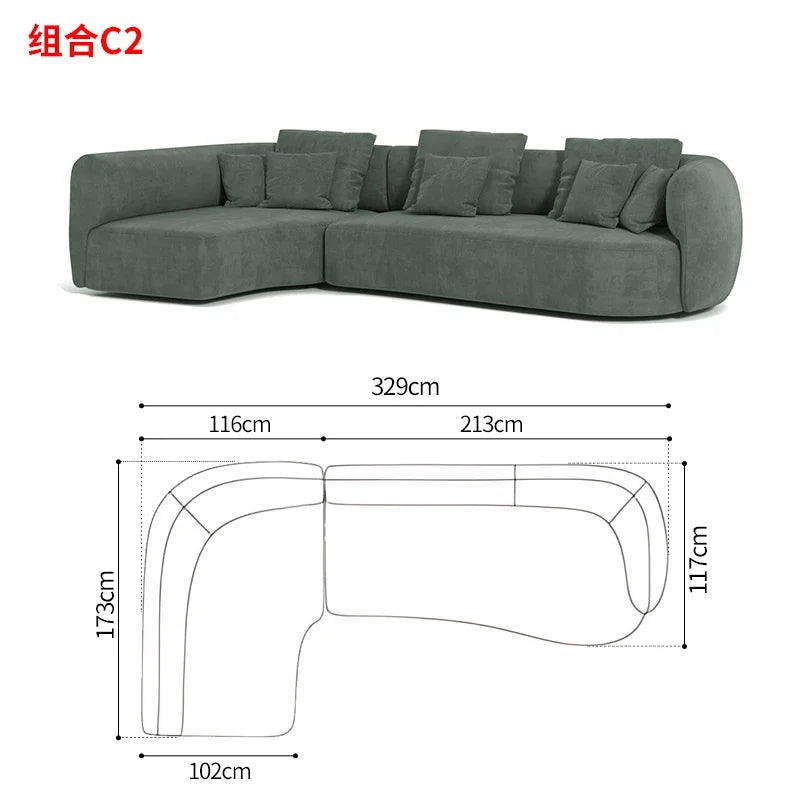 P32 Minimalist sofa large apartment living room special-shaped corner fabric, modular combination sofa