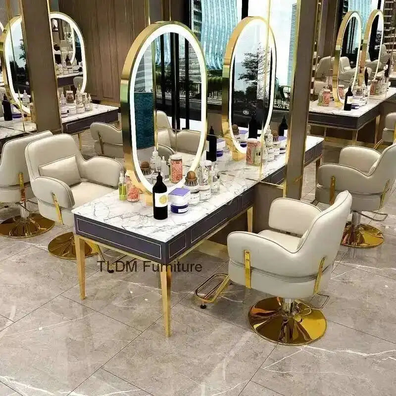 Furniture Fashionable Grey Barber Chair Glamour Elegant Barbería Professional Comfy Hairdressing Chair Modern Simple Silla De