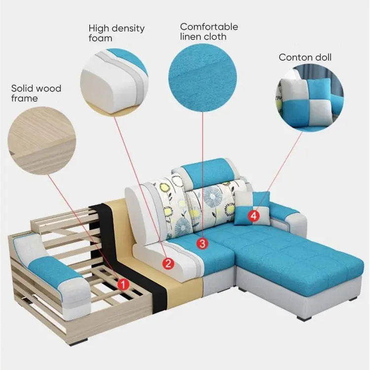 American Style Chaise Couch L Shaped Modular Living Room Synthetic Leather Sofa