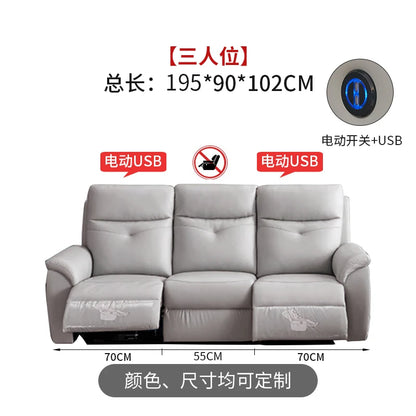 Comfort Electric Recliner Sofa Leather Sectional Genuine Retractable Combined Couch Bed Convertible Divano Letto Furnitures