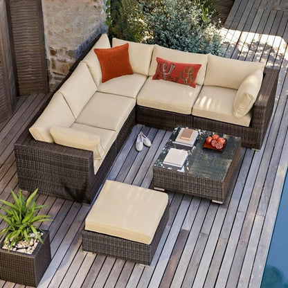 Outdoor courtyard, office building, reception area, sales center, round sofa, outdoor rattan chair, negotiation of large