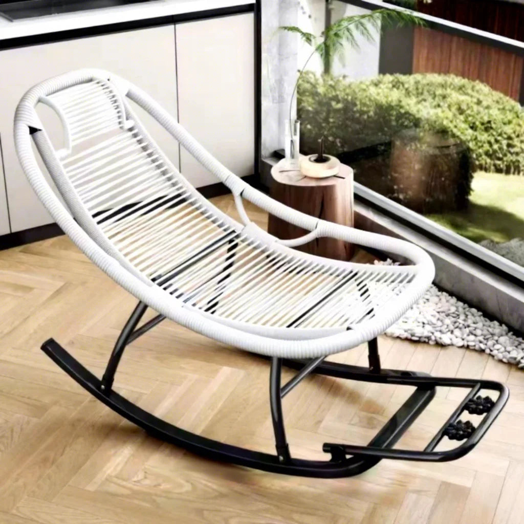 Outdoor rocking chair, garden rattan chair, casual nap chair, household, sitting and lying down