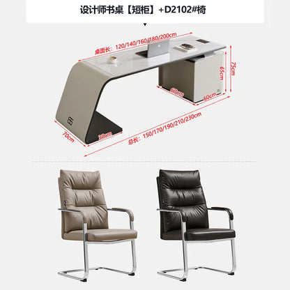 High end light luxury stone table, high-end office desk and chair combination, home L-shaped computer, high-end medical beauty