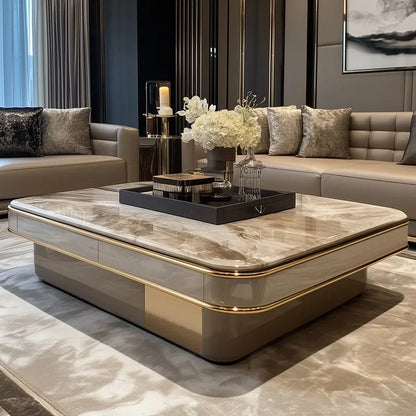 LightLuxury Coffee Table Living Room Home High-end Rectangular Luxury Stone Tea Table New High-end Villa Large Flat Coffee Table