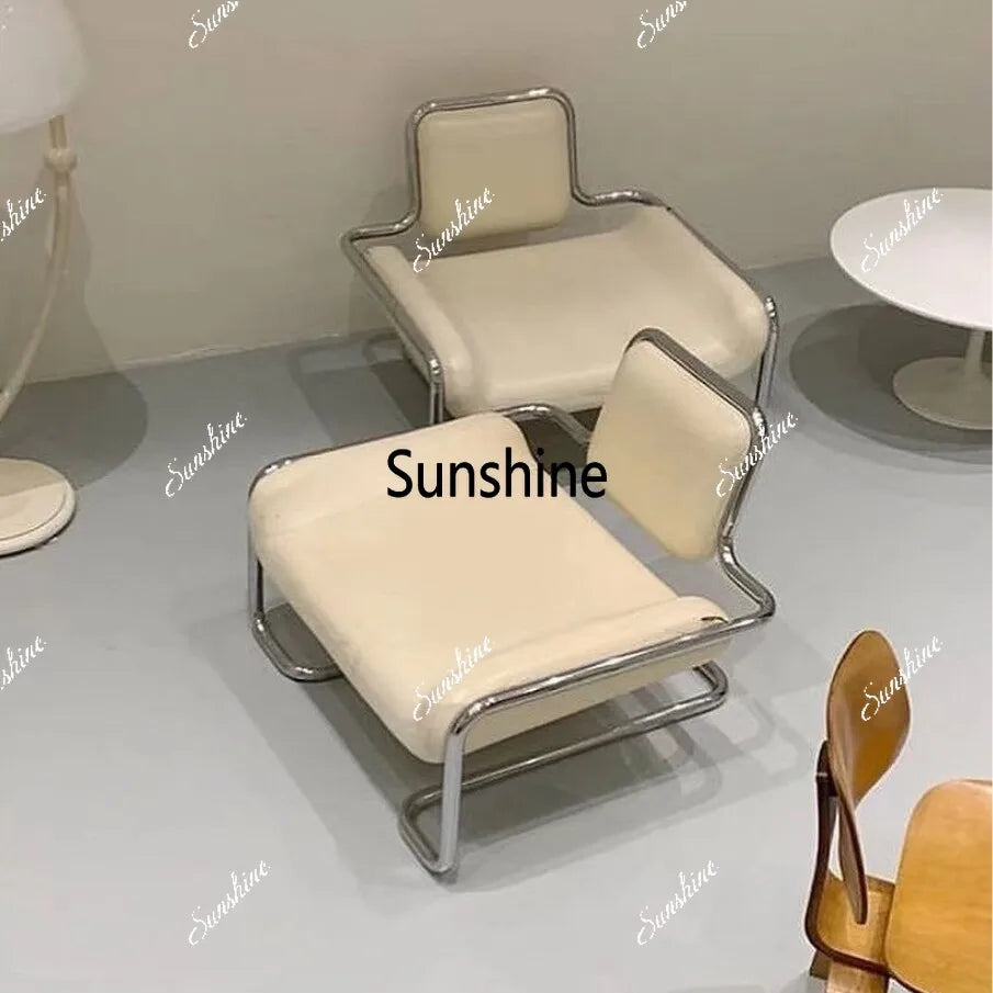 Nordic medieval curved special-shaped convex chair stainless steel light luxury backrest single chairTJ