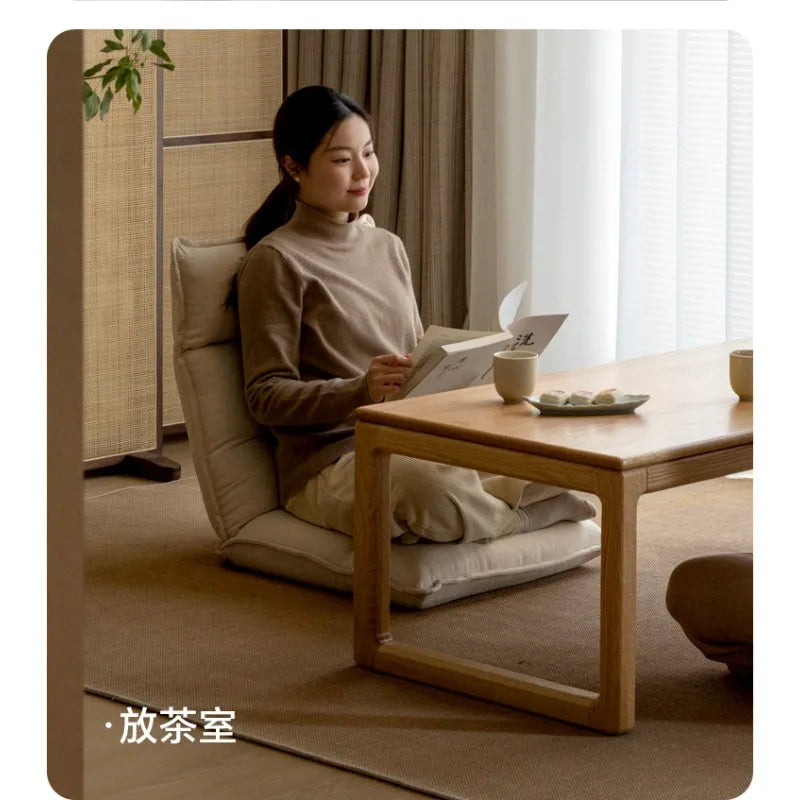 Folding Lounge Chair Cream Lazy Recliner Padded Backrest Compact Foldable Chair for Bedroom Balcony Living Room Furniture