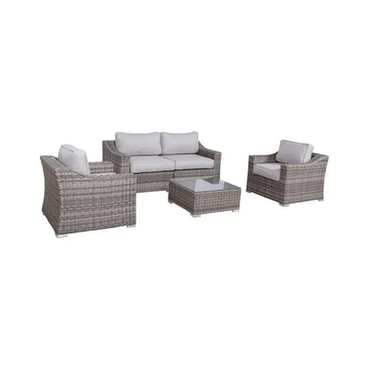 4-Seater Wicker Conversation Set with Cushions – Weatherproof & Fully Assembled Outdoor Furniture