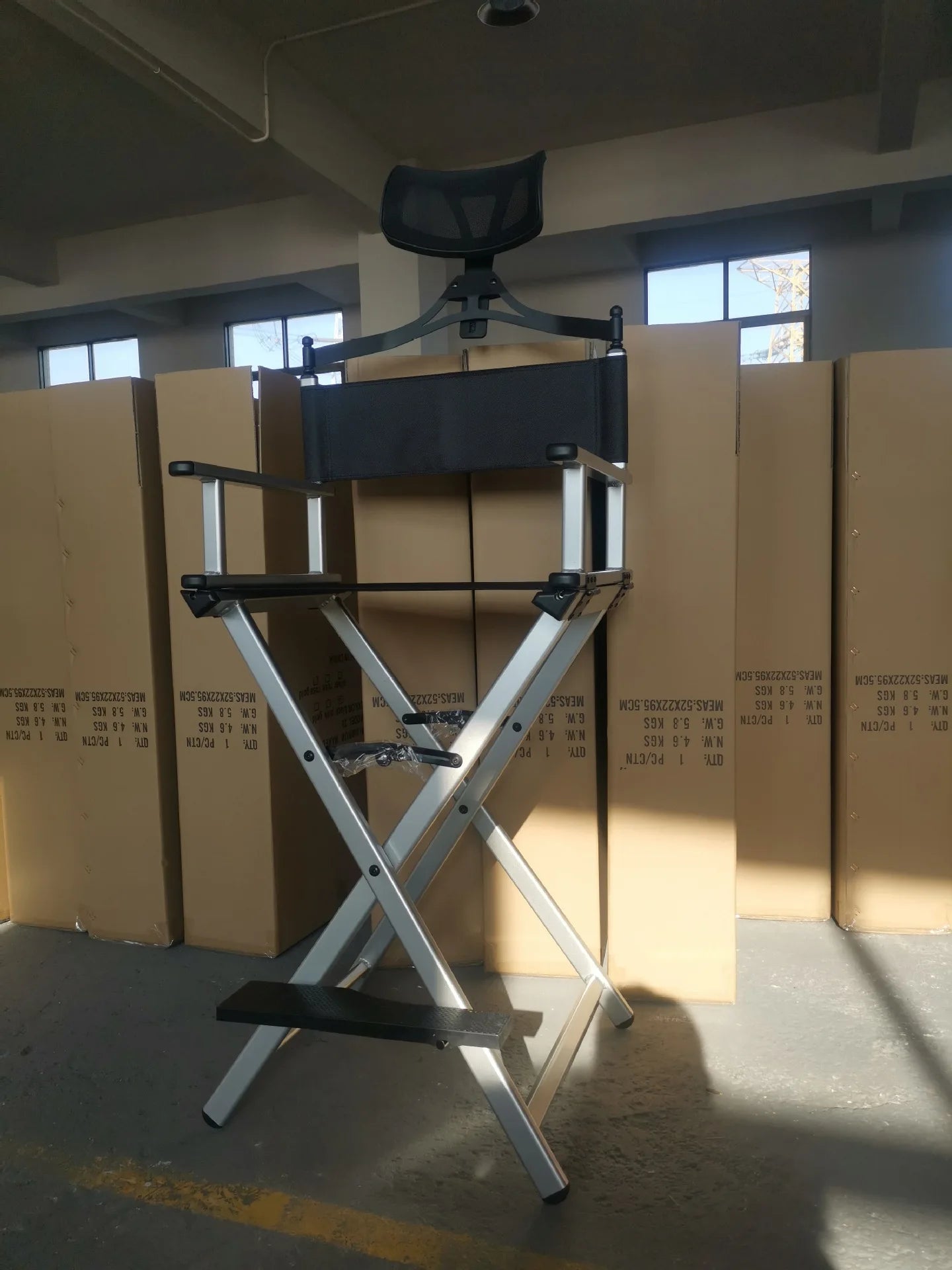 Modern Portable Aluminum Director Chair with Headrest - Portable Makeup Artist/Manager Folding Chair for Better Rest