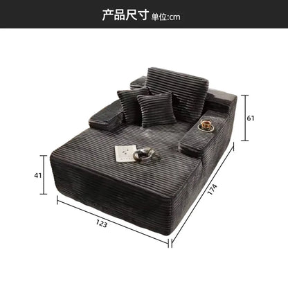 Boxed roll bag vacuum compression cinema sofa large stripe fabric living room villa bedroom soft sofa recliner